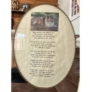 Vintage Oval Chain Rim Gallery Graphics USA Collie, Sheltie With Beautiful Poem